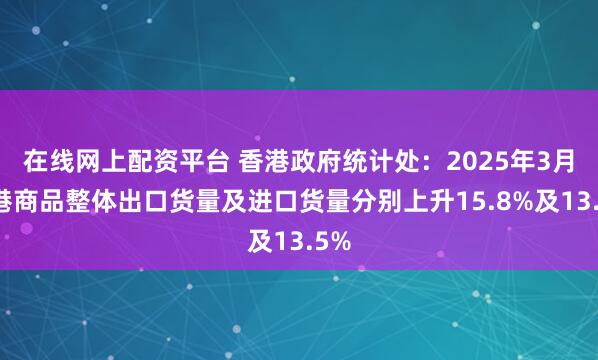 在线网上配资平台 香港政府统计处：2025年3月香港商品整体出口货量及进口货量分别上升15.8%及13.5%